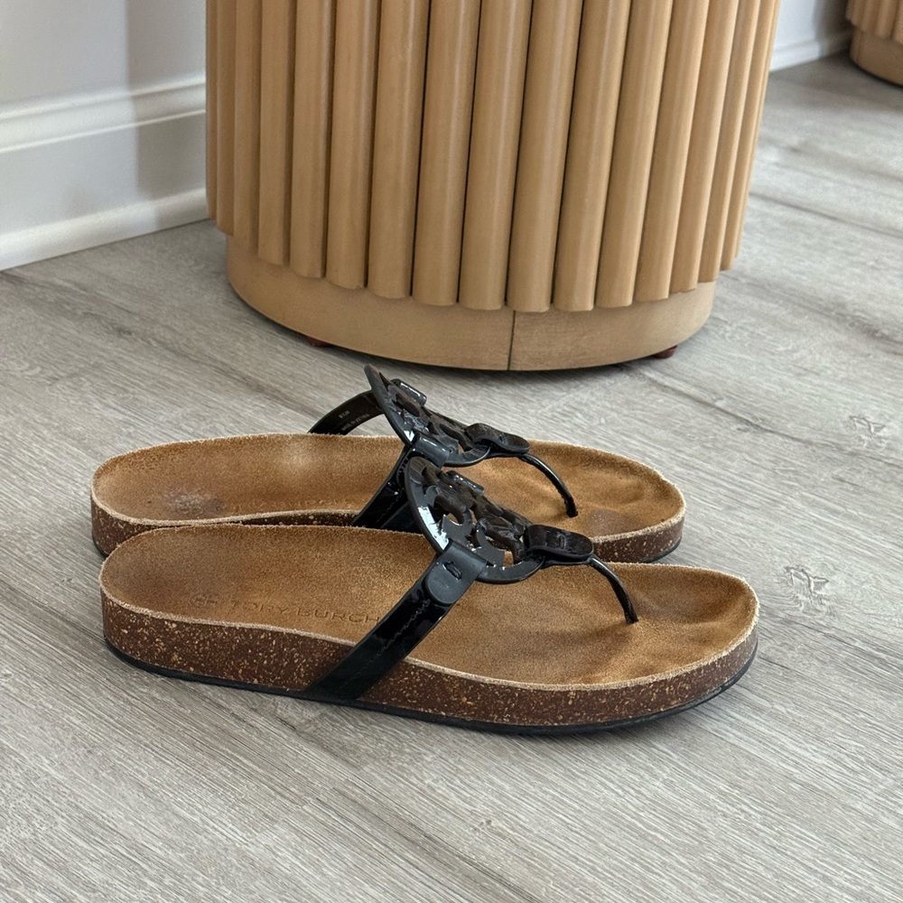 Tory Burch Black Sandals with Brown Sole